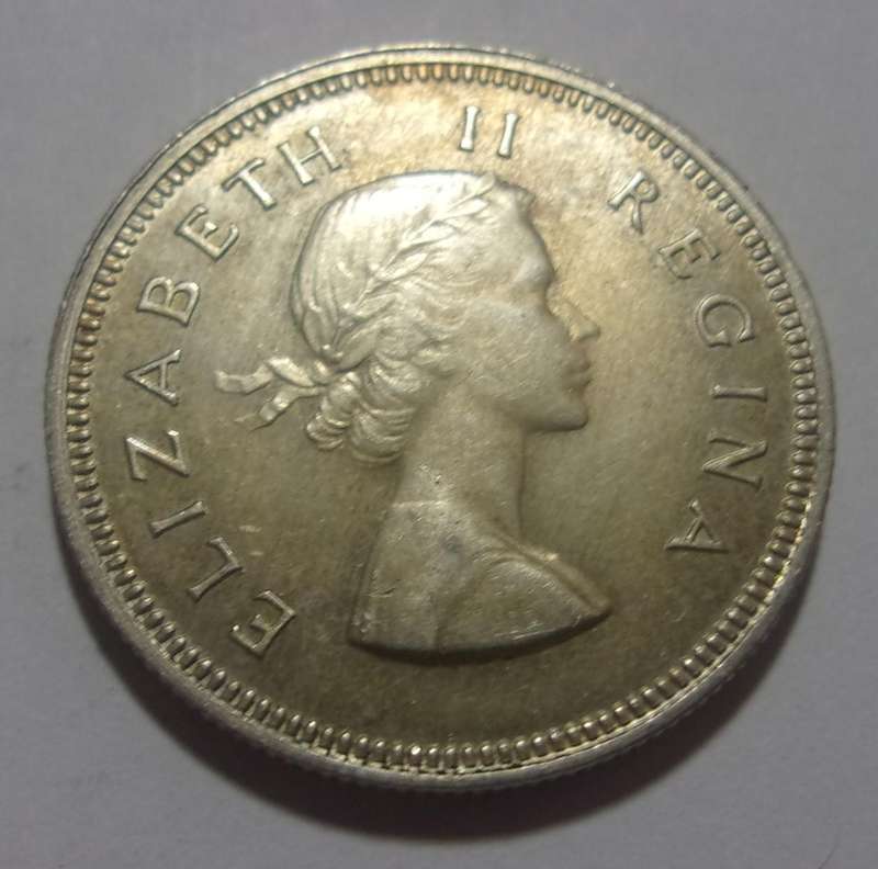 1953 silver South Africa 2 Shillings coin - nice coin