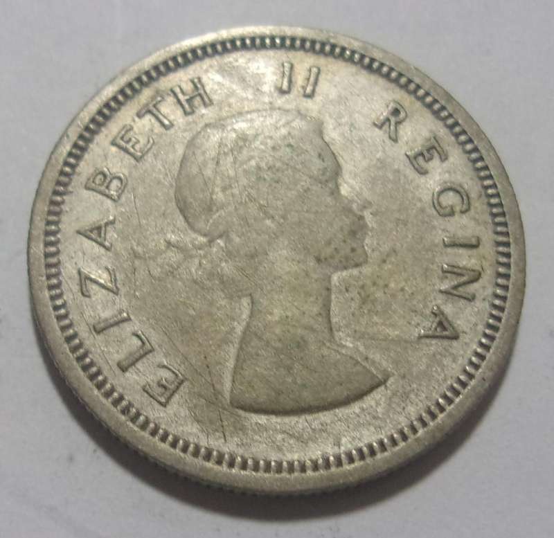 1958 silver South Africa 1 Shilling coin
