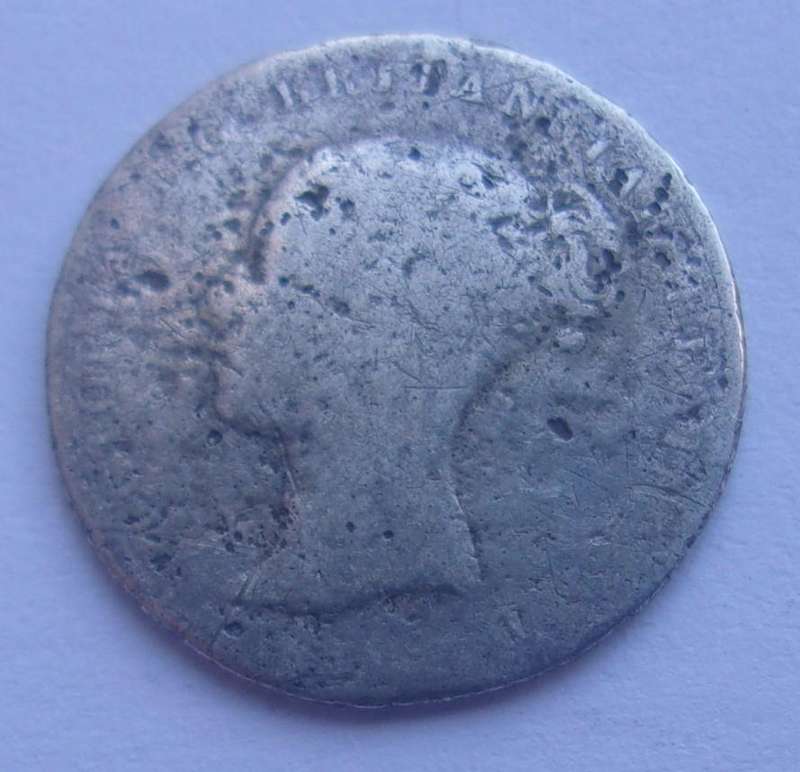 1845 silver British Four Pence coin