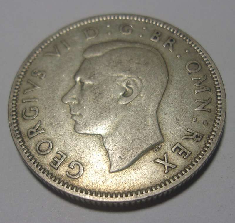 1941 silver British Two Shillings coin