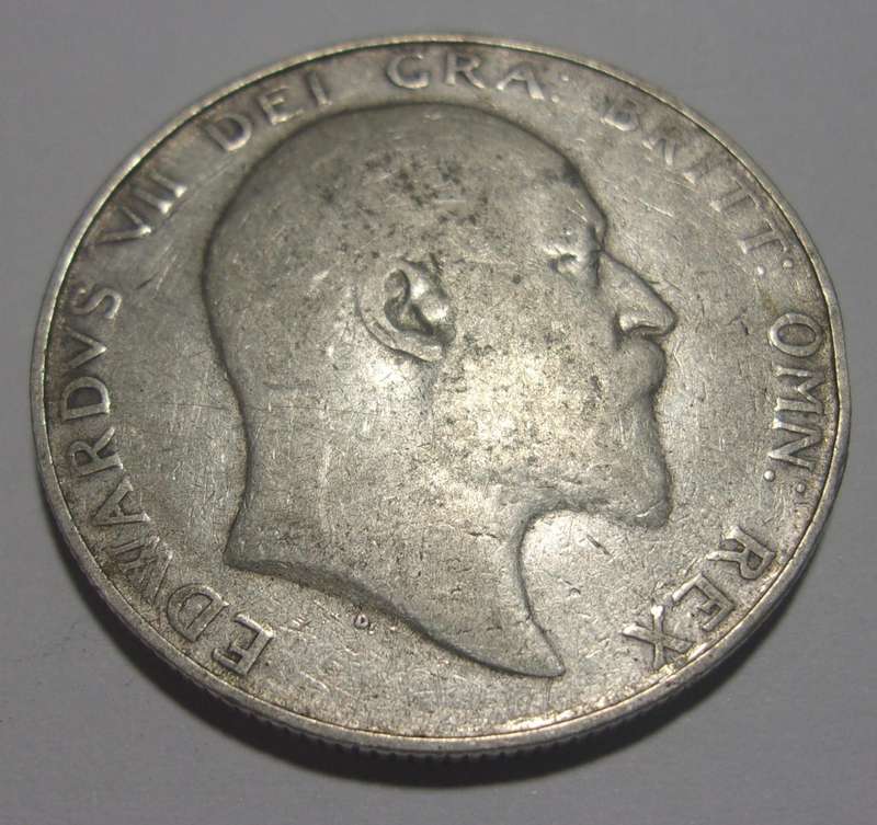1910 silver British Half Crown coin