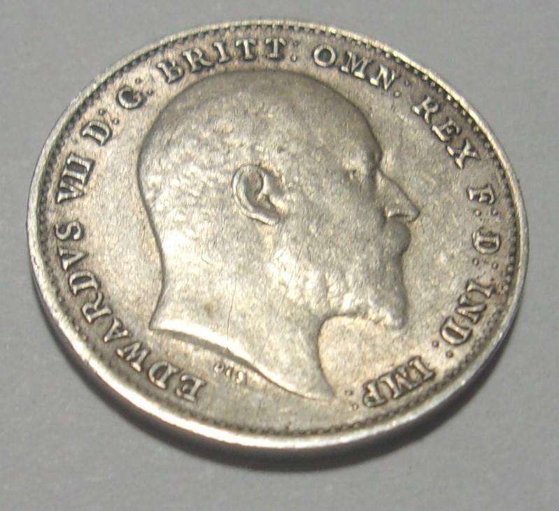 1902 silver British 3 Pence coin - nice coin