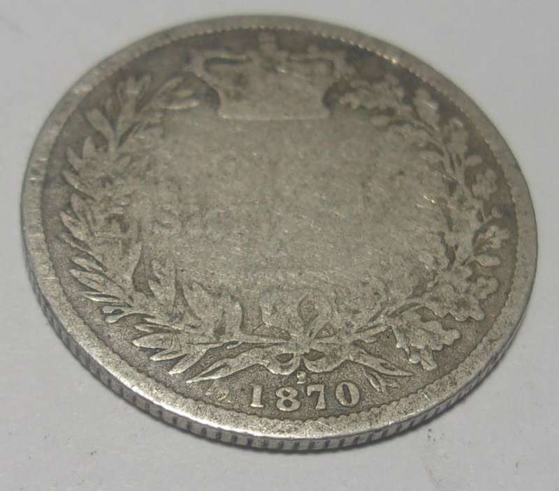 1870 silver British One Shilling coin