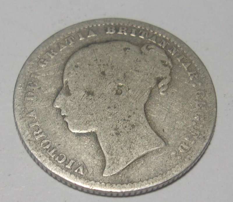 1870 silver British One Shilling coin