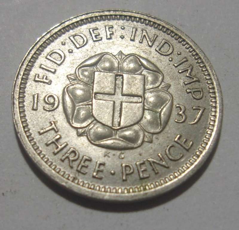 1937 silver British 3 Pence coin - nice coin