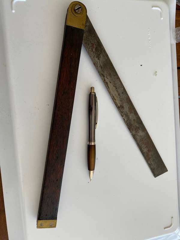 Large Rosewood and Brass Sliding Bevel.