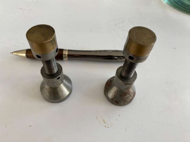 Pair of Steel and Brass Engineering Adjustable Supports.