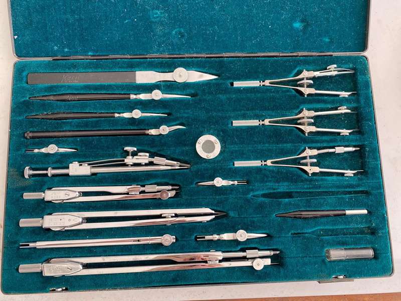 Swiss Kern Aarau Drafting Set Consisting of 18 items.