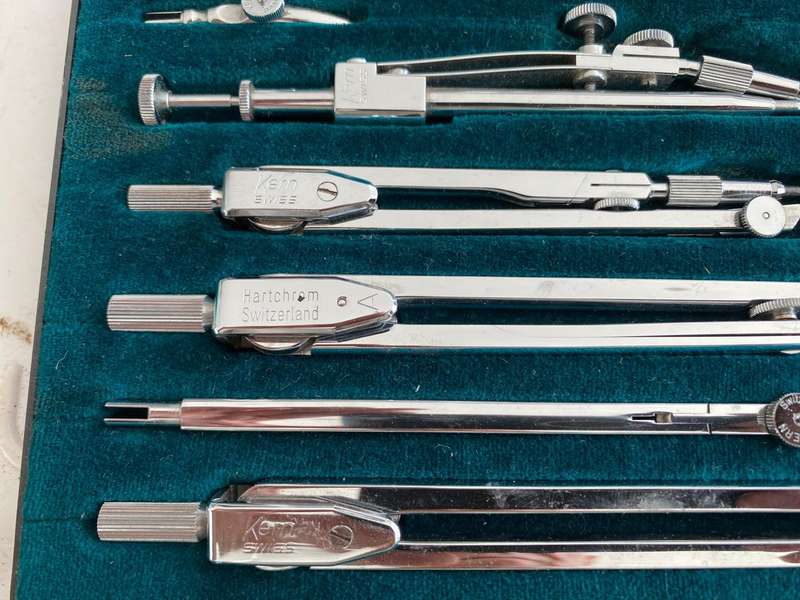 Swiss Kern Aarau Drafting Set Consisting of 18 items.
