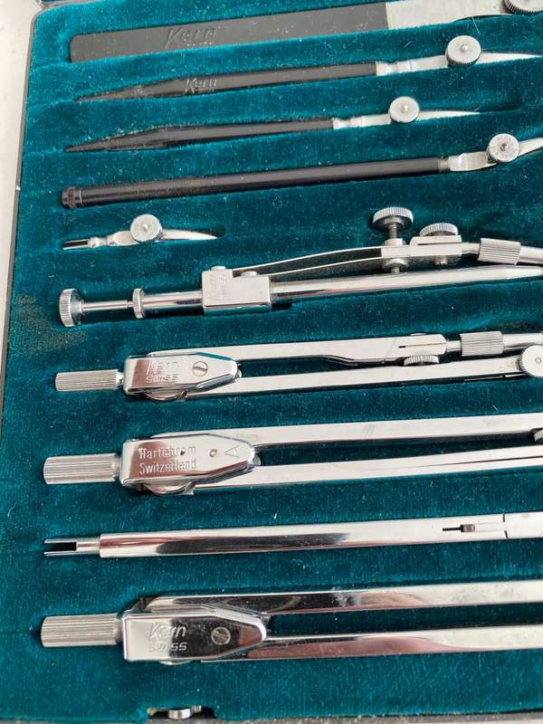 Swiss Kern Aarau Drafting Set Consisting of 18 items.