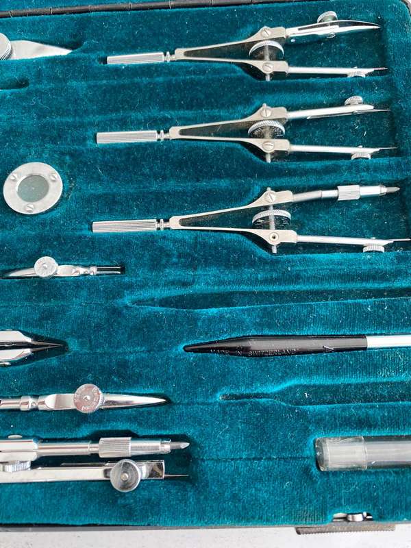 Swiss Kern Aarau Drafting Set Consisting of 18 items.