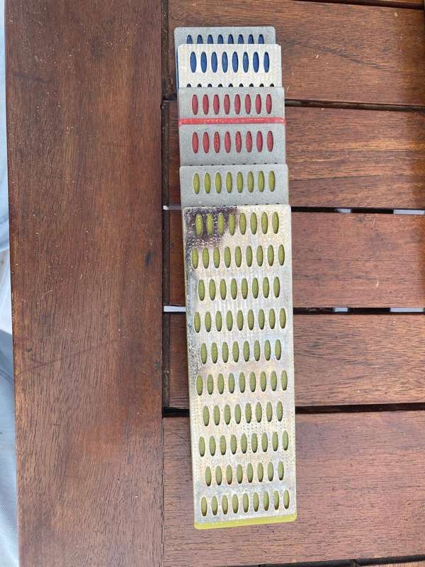 Six Diamond Sharpening Plates 150, 300, and 400 Grit.