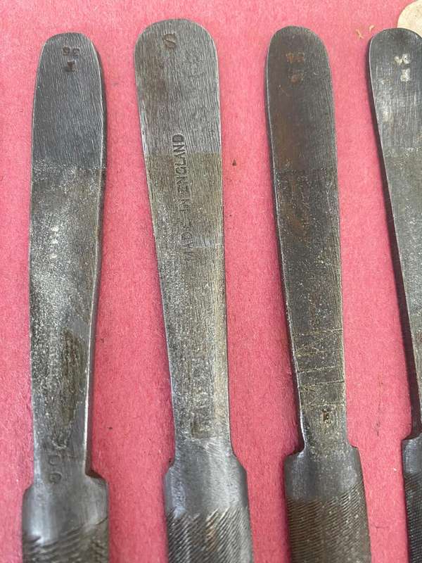 Set of 9 - Vintage Stubbs Eng. - Hand-cut Equine Teeth Files.