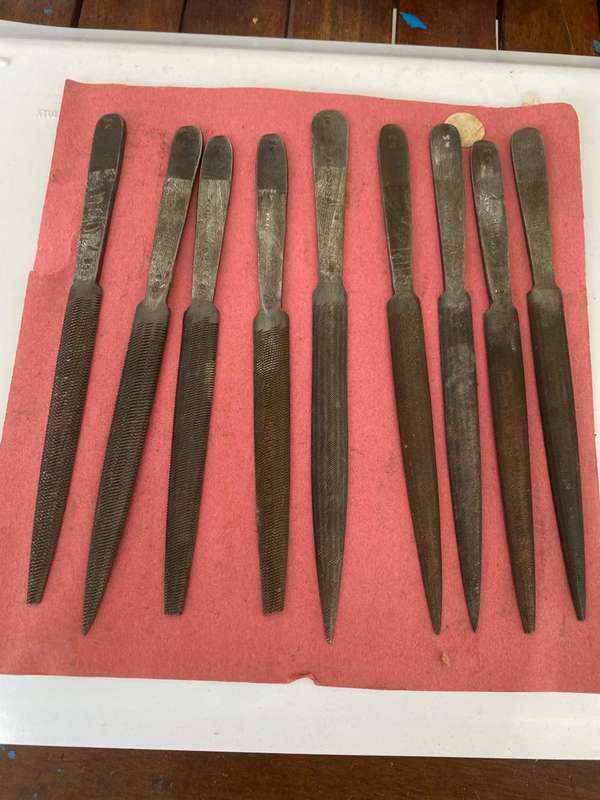 Set of 9 - Vintage Stubbs Eng. - Hand-cut Equine Teeth Files.