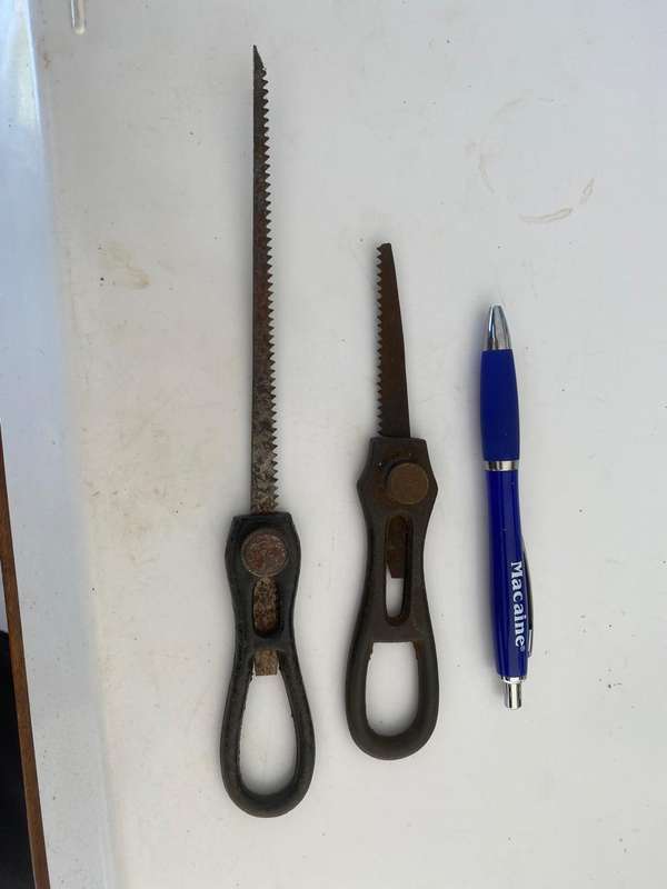 Two Vintage Saw Blade Handle Holders.