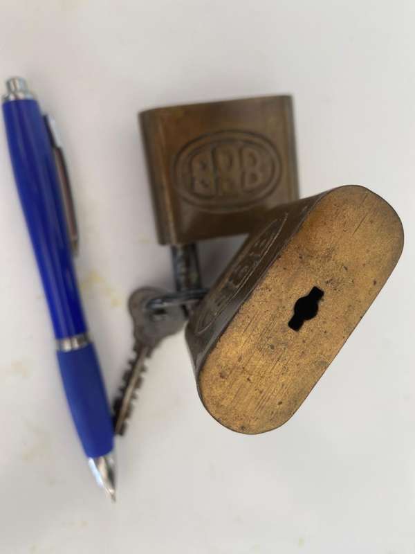 Two Vintage Heavy Brass German 888 Padlocks.  - With one key that fits both.