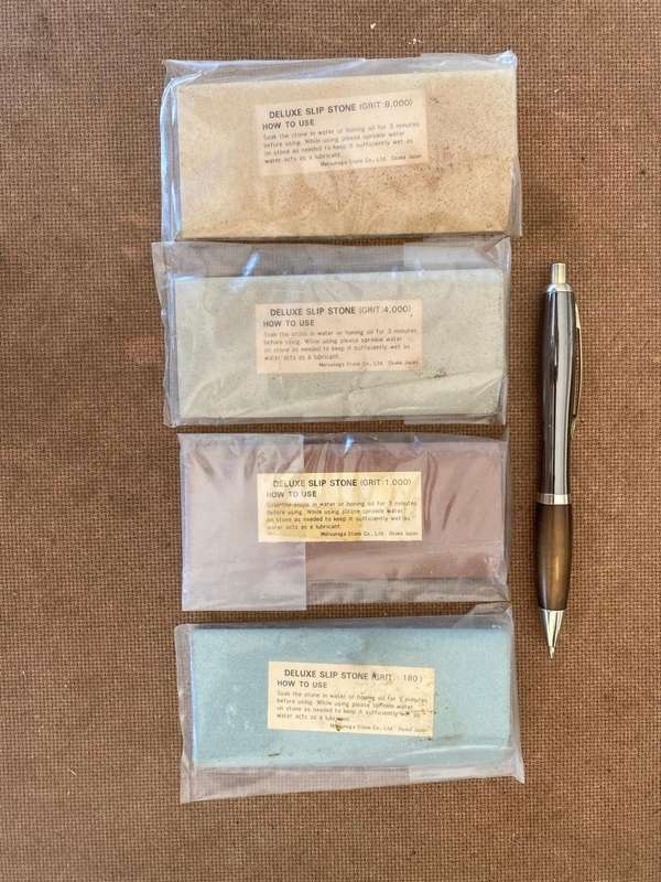 4 New Multi-Facit Japanese Water Oil Slip Stones.  - Gritts 180, 1000, 4000, 8000.