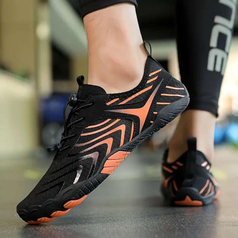 Lightweight barefoot feel Aqua Shoes  Black and Orange Lace Up Size 11