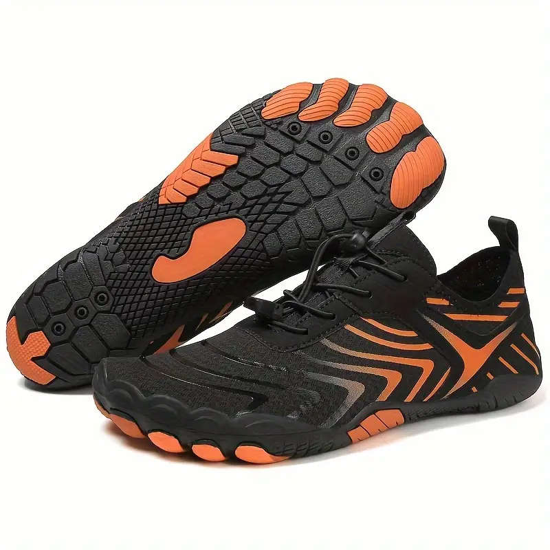 Lightweight barefoot feel Aqua Shoes  Black and Orange Lace Up Size 11