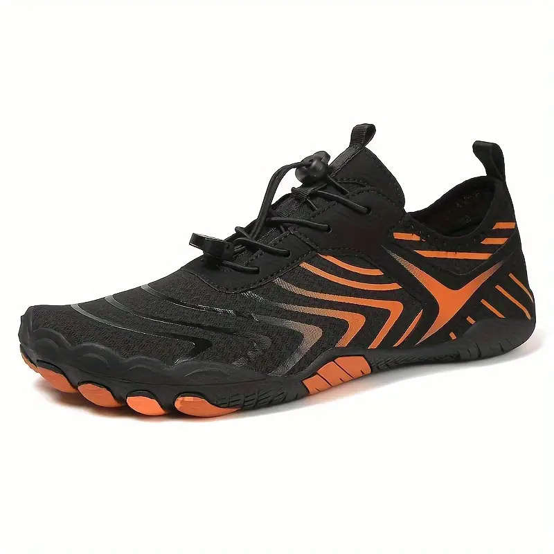 Lightweight barefoot feel Aqua Shoes  Black and Orange Lace Up Size 11