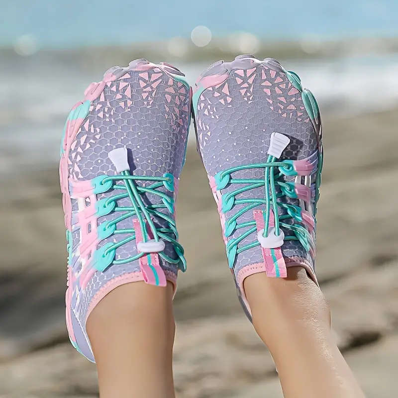 Lilac and Pink   Lightweight barefoot feel / Aqua Shoes Lace Up