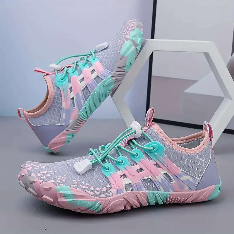 Lilac and Pink   Lightweight barefoot feel / Aqua Shoes Lace Up