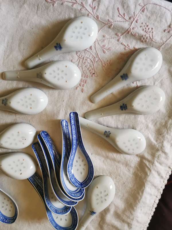 17 Chinese rice spoons marked