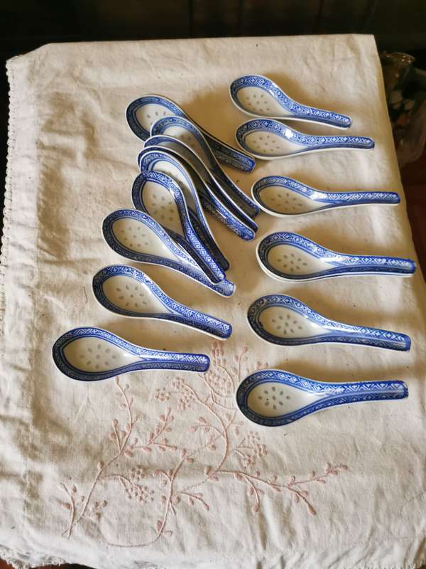 17 Chinese rice spoons marked