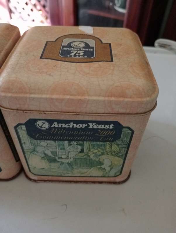 2 VINTAGE ANCHOR YEAST  TINS 75 YEARS EDITION
