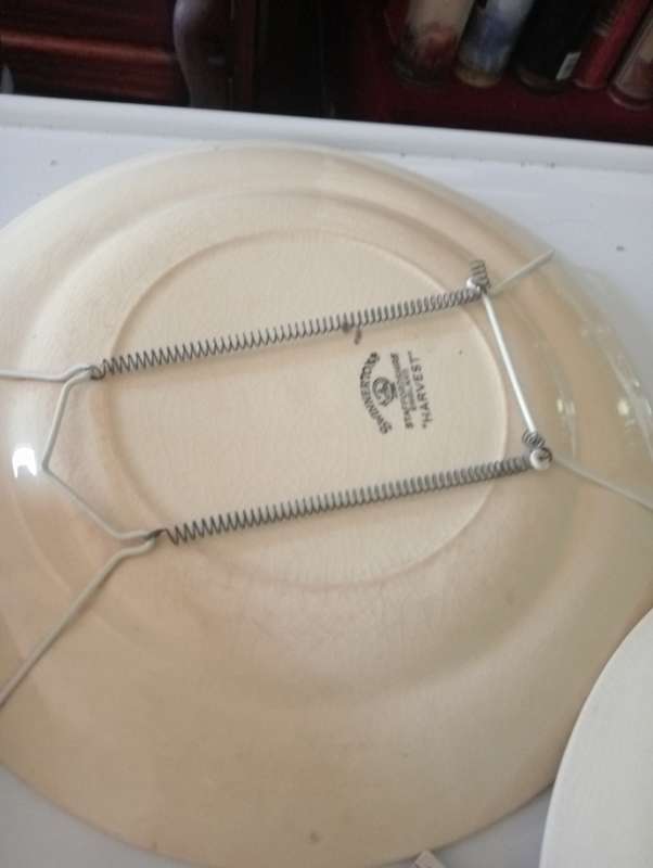 2 ANTIQUE SWINNERTON STAFFORDSHIRE ENGLAND WALL PLATES WITH HANGERS