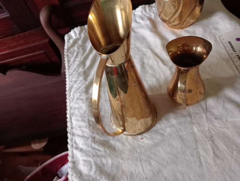 2 VINTAGE BRASS JUGS