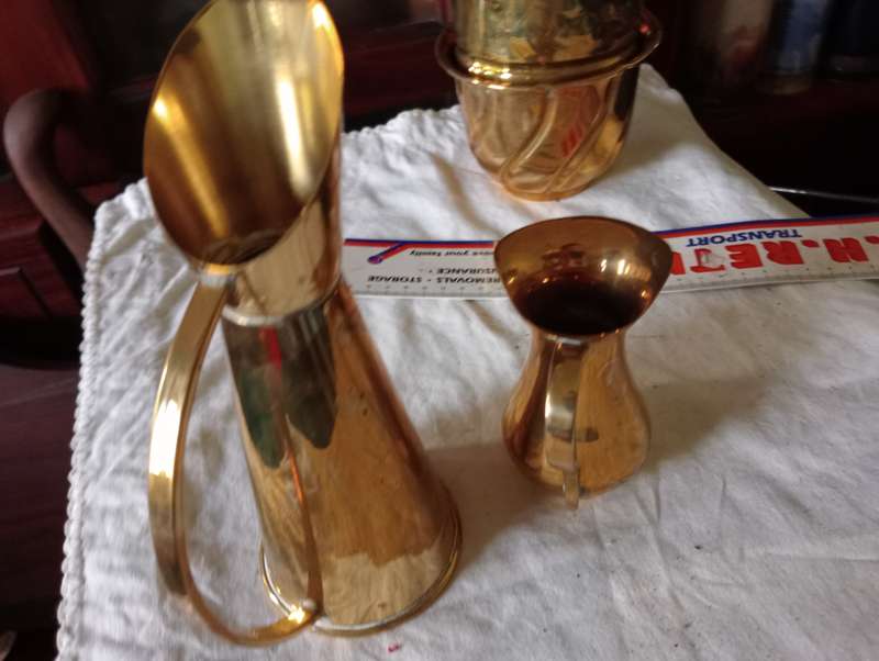 2 VINTAGE BRASS JUGS