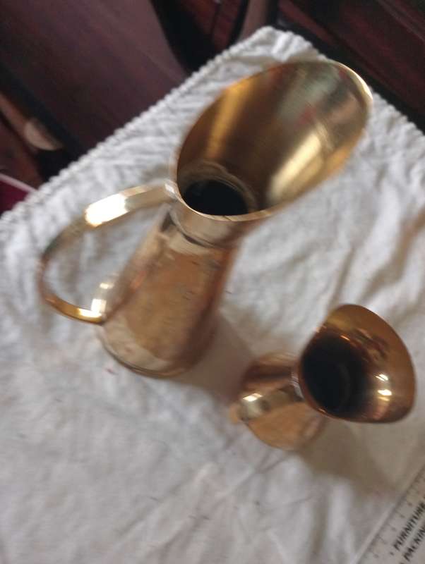 2 VINTAGE BRASS JUGS