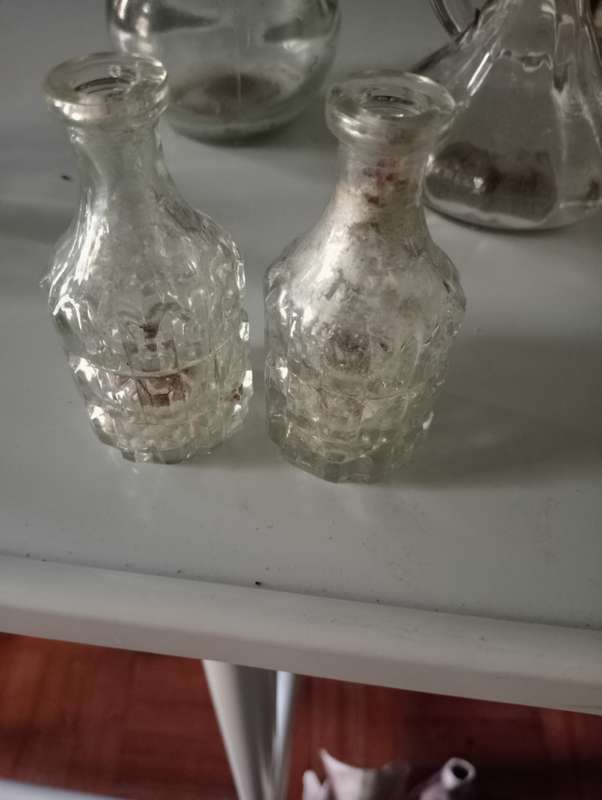 2 SMALL VINTAGE CUT GLASS HOLDERS