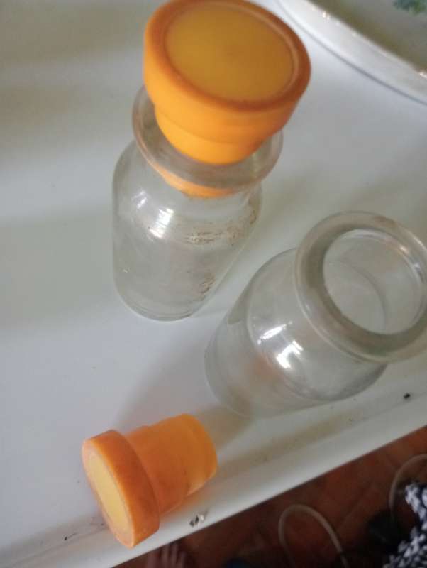 2 VINTAGE SMALL HOLDERS WITH LIDS
