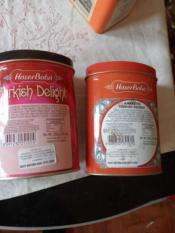 2VINTAGE TURKISH DELIGHT TINS