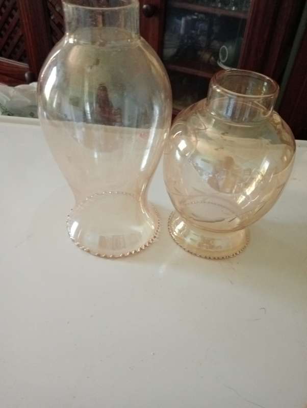 2 VINTAGE LAMP GLASS FITTINGS