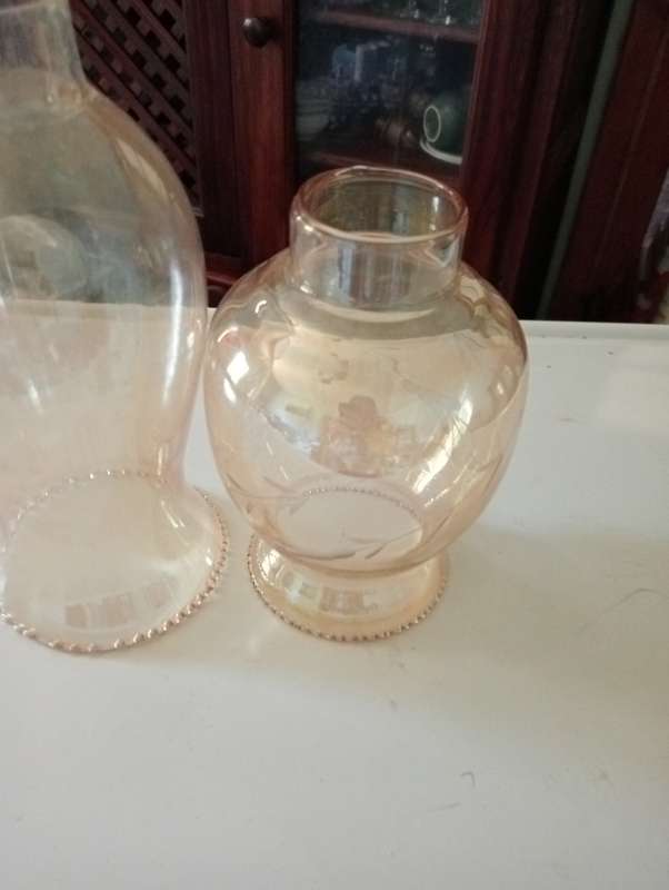 2 VINTAGE LAMP GLASS FITTINGS
