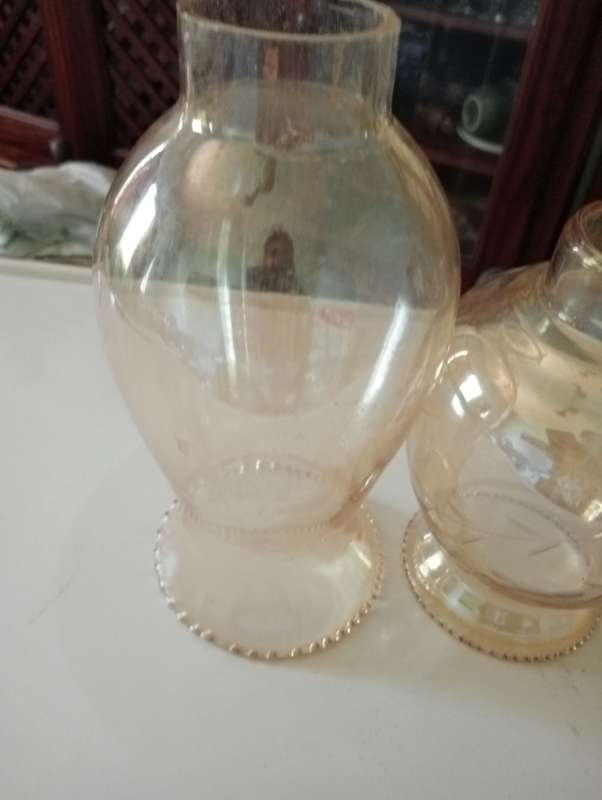 2 VINTAGE LAMP GLASS FITTINGS