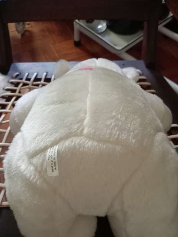 VINTAGE WHITE AND PINK BEAR WITH SCARF