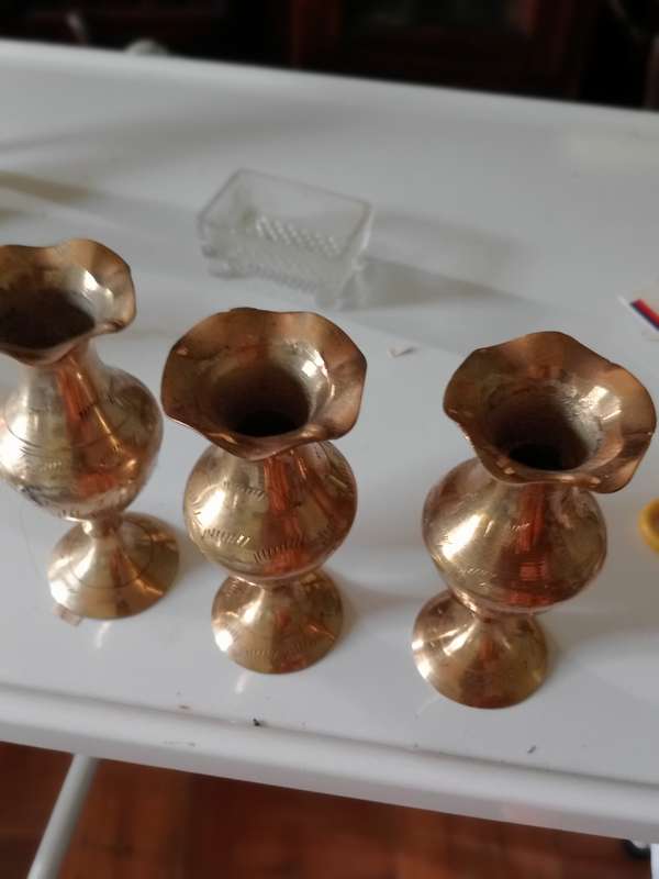3 11CM BRASS VASES