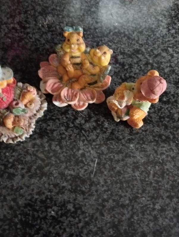 3 VINTAGE SMALL BEAR ORNAMENTS