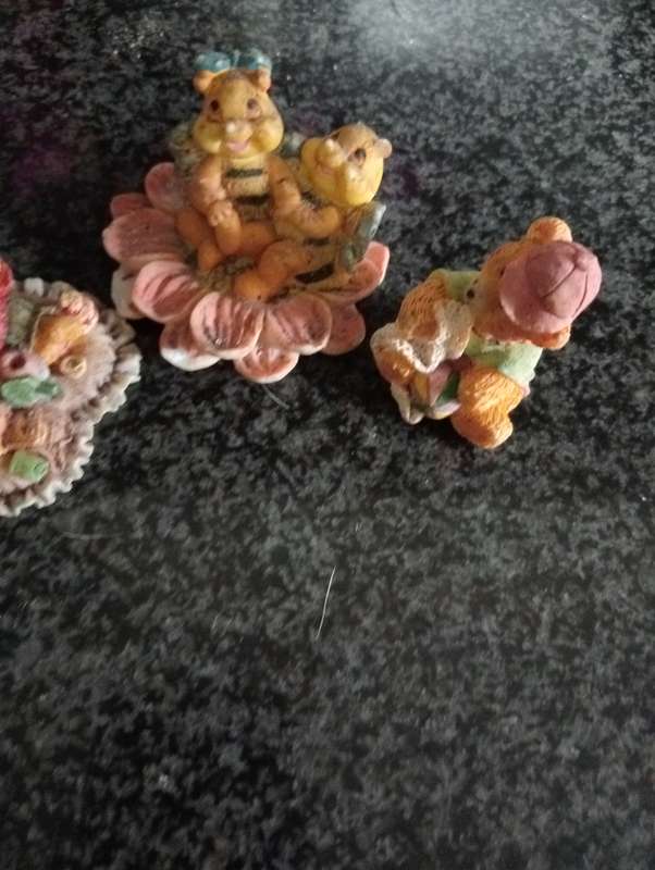 3 VINTAGE SMALL BEAR ORNAMENTS