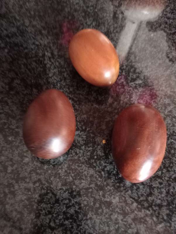 3 VINTAGE WOODEN EGGS