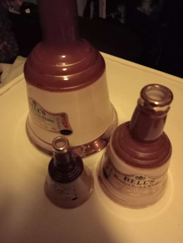 3 VINTAGE WADE BELLS DECANTERS