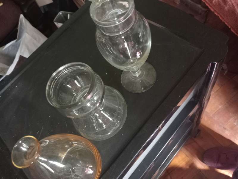 3 VINTAGE GLASS HOLDERS