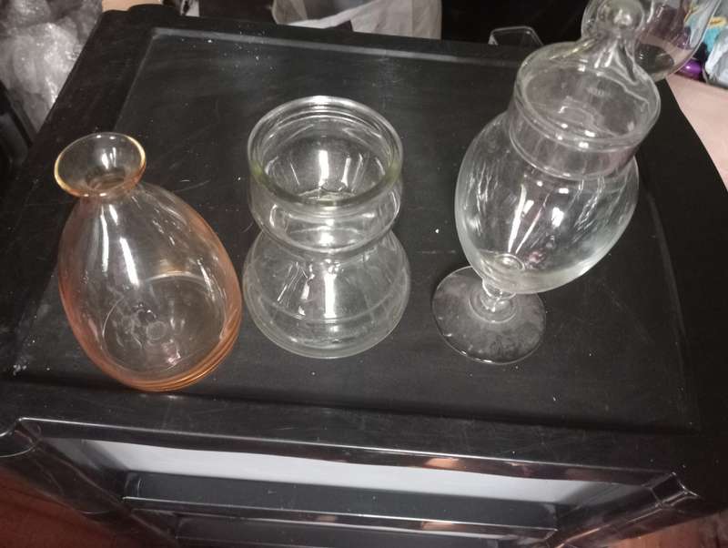 3 VINTAGE GLASS HOLDERS