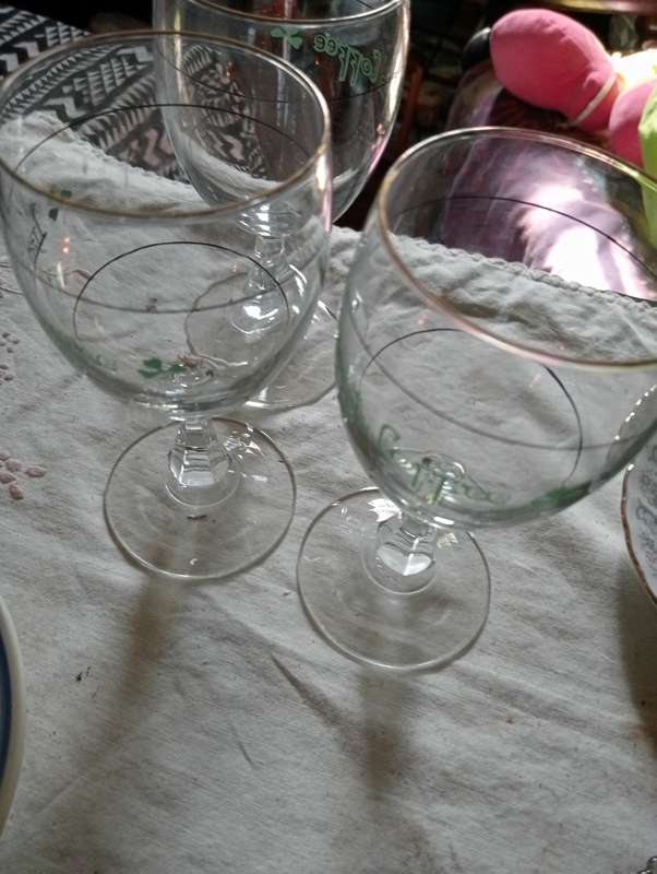 3 VINTAGE IRISH COFFE GLASSES
