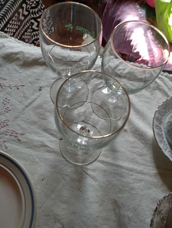 3 VINTAGE IRISH COFFE GLASSES