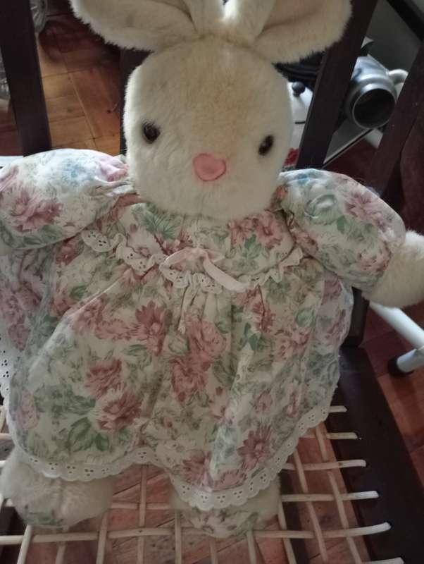 2 VINTAGE 45CM STUFFED RABBITS